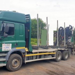 foto 6x4 les 33/26t DAF 510HP měchy +klaničák =souprava 70/48t