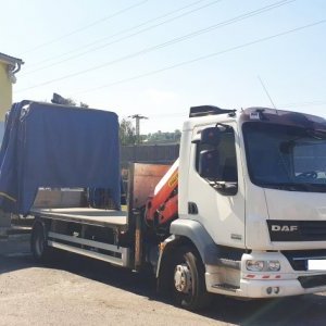 foto 15t DAF valník 6.5m+HR Palfinger plachta shrnovačka bez bočnic