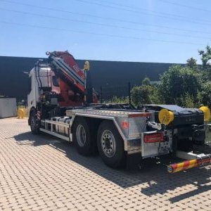 foto ZÁNOVNÍ 6x2 DAF kontejner s VÁHOU + Fassi 22tm
